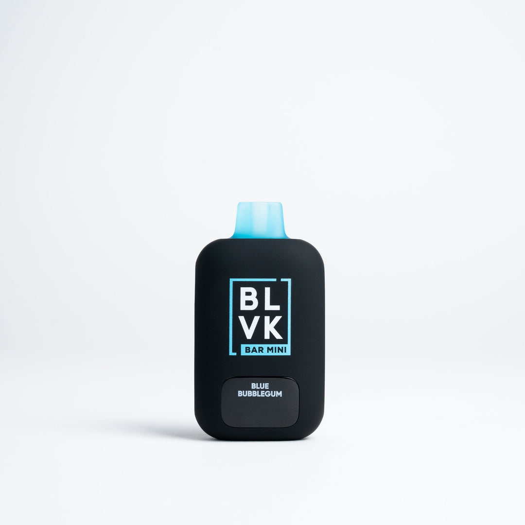 BLVK Bar Mini disposable vape in Blue Bubblegum flavor, black body with light blue top