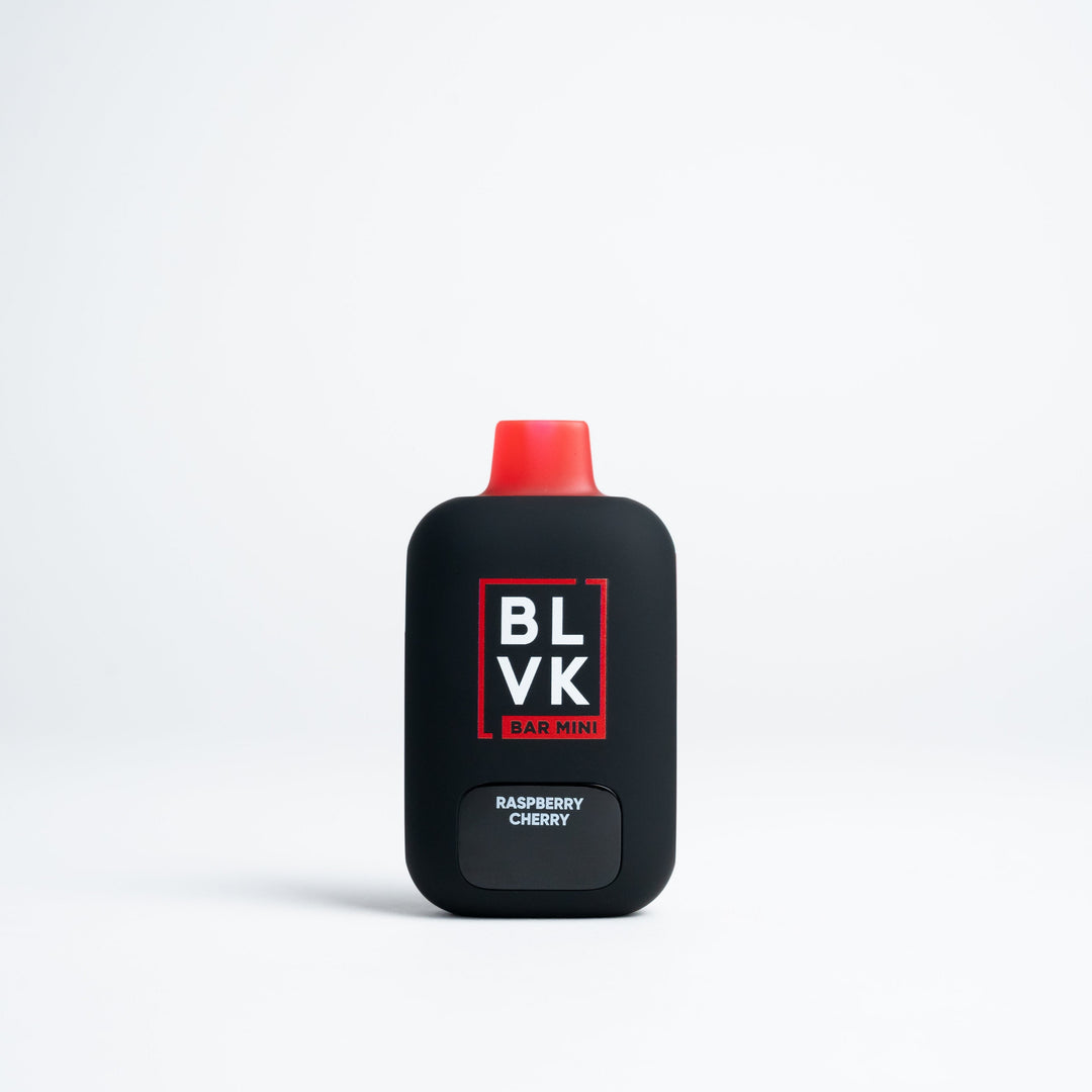 BLVK Bar Mini disposable vape in Raspberry Cherry flavor, black body with red top