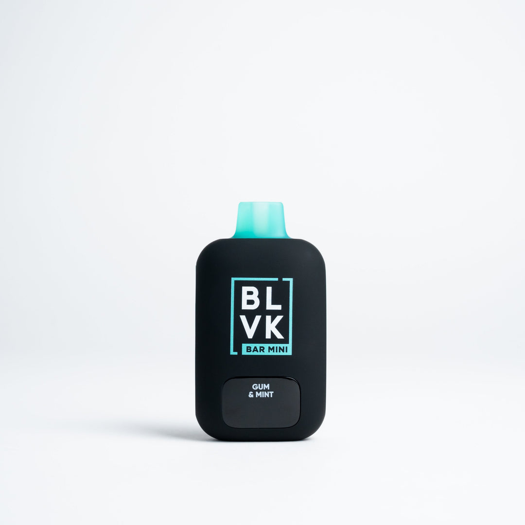 BLVK Bar Mini disposable vape in Gum & Mint flavor, black body with mint blue top